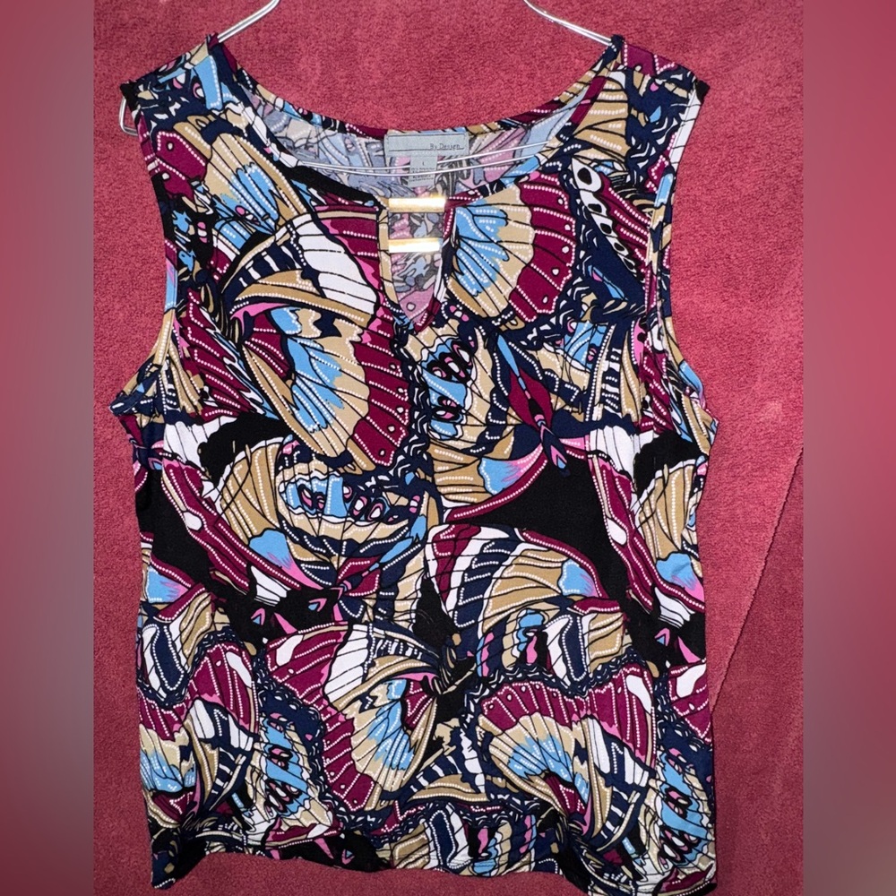 Vibrant Butterfly Print Sleeveless Blouse